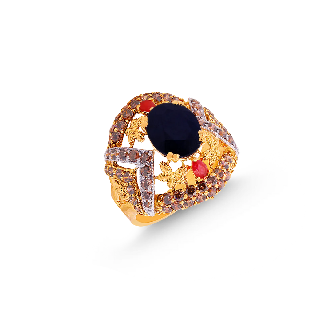 Magnificent Ring With Gemstones in 22K Gold