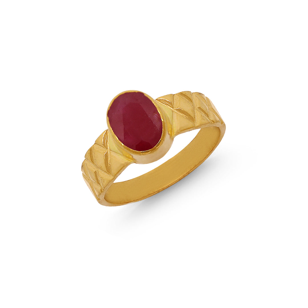 2.6 Carat Ruby Astrological Ring in 22K Gold