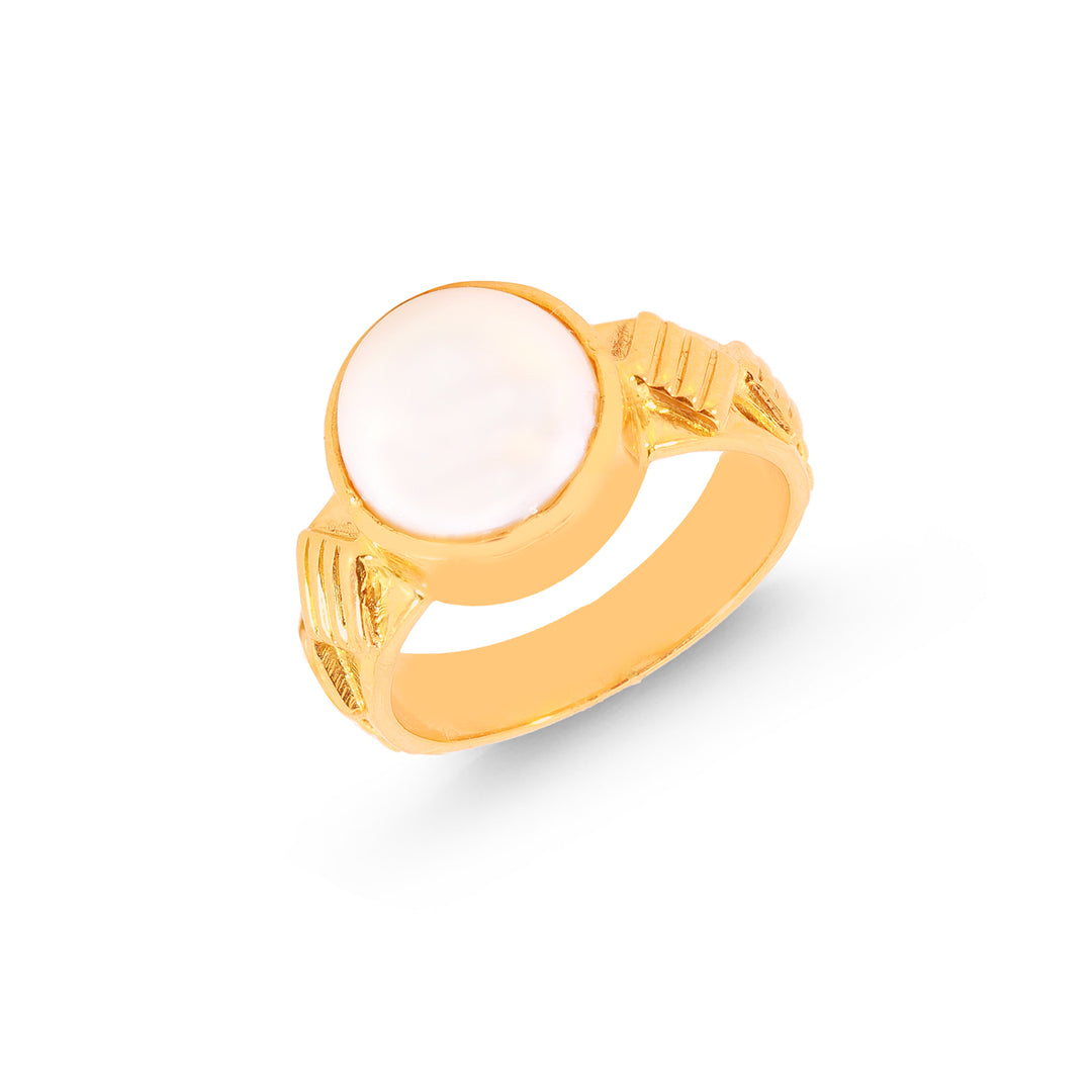 6Ct Astrological Ring With Pearl in 22K Gold