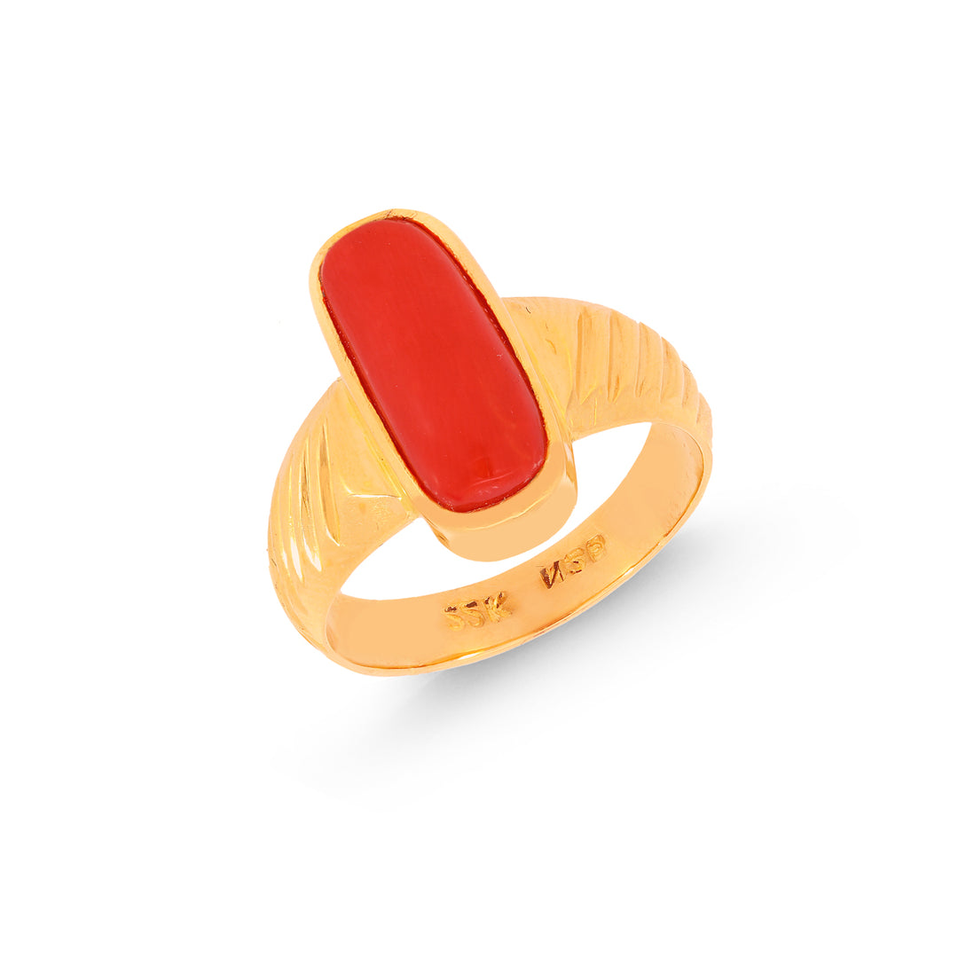 6Ct Astrological Ring With Coral in 22K Gold