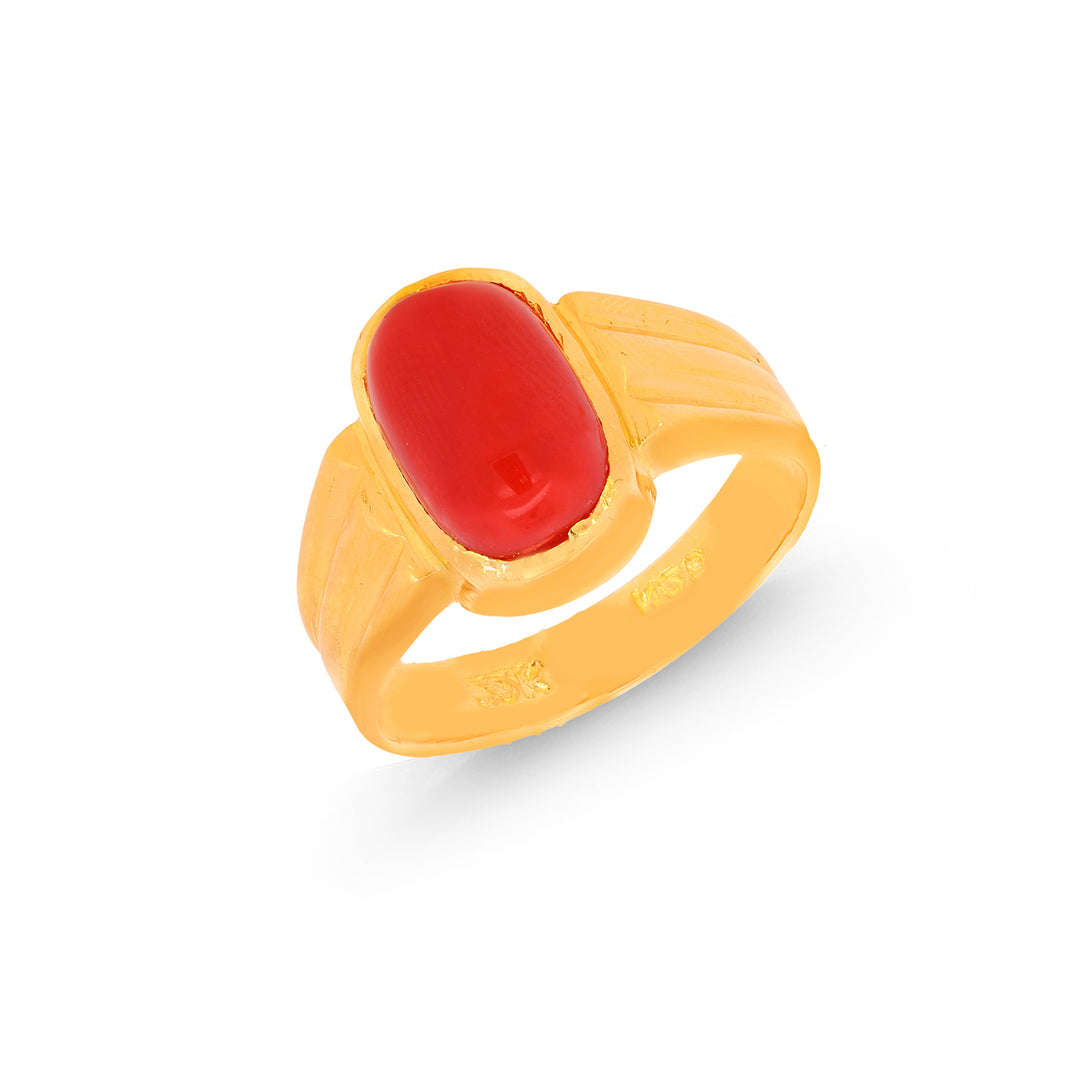 6Ct Astrological Ring With Coral in 22K Gold