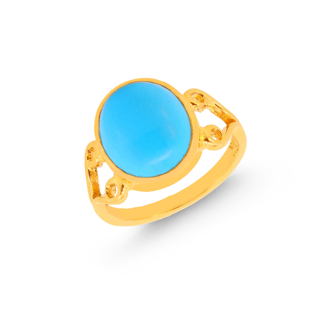 4Ct Astrological Ring With Turquoise in 22K Gold