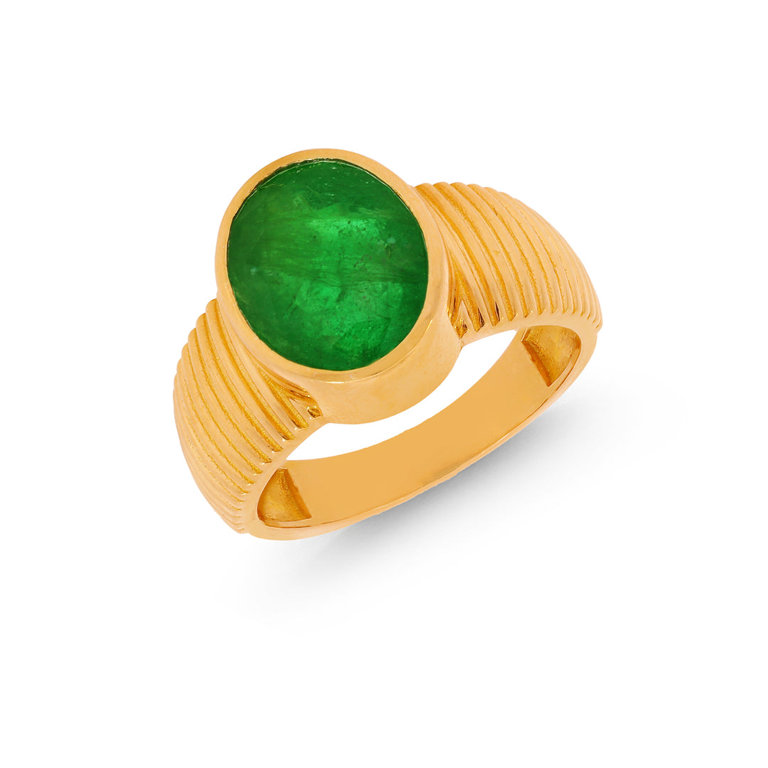 6.5Ct Emerald Astrological Ring in 22K Gold
