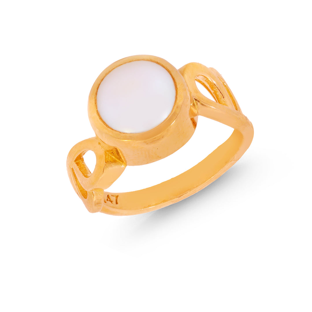 3Ct Pearl Astrological Ring in 22K Gold