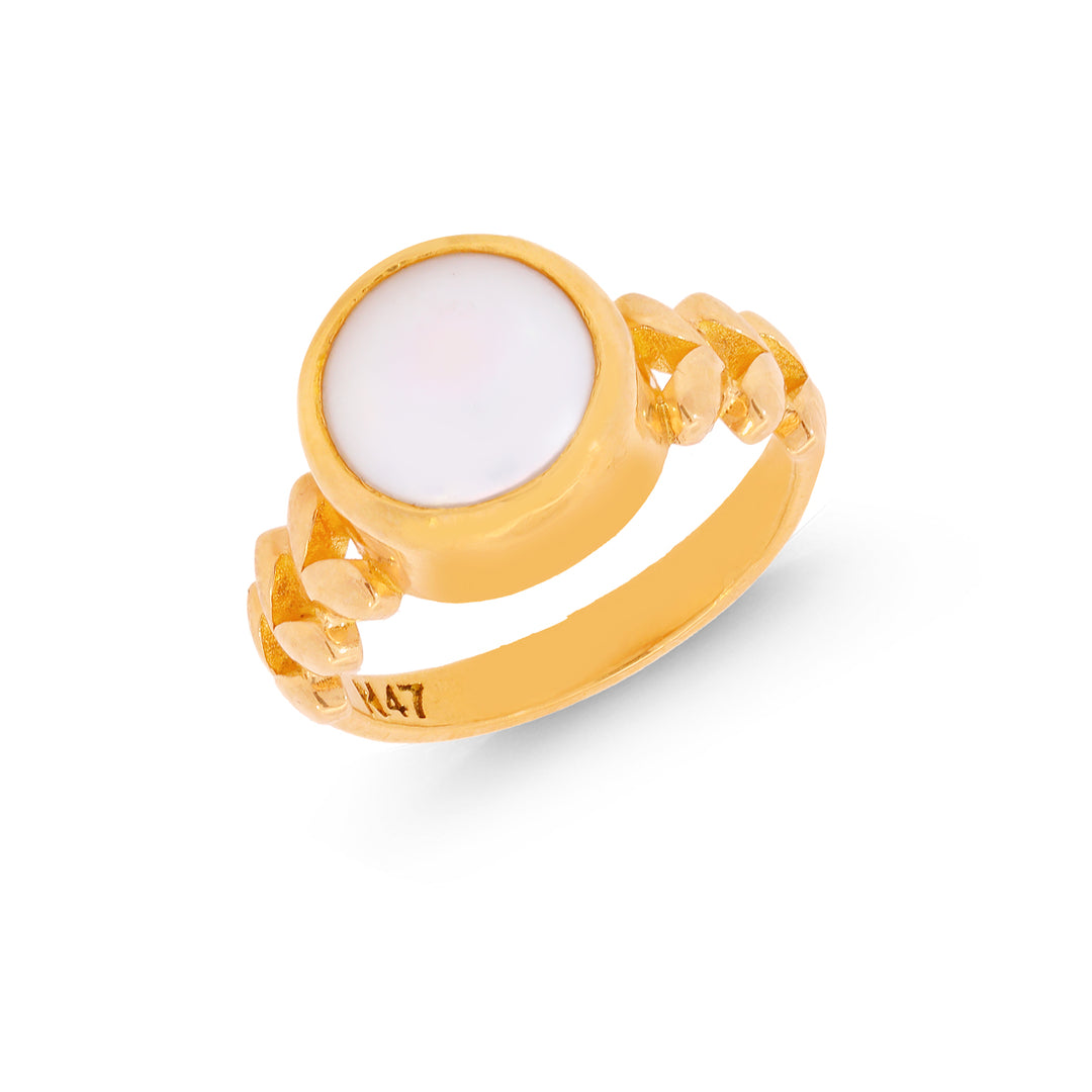 3.2Ct Pearl Astrological Ring in 22K Gold