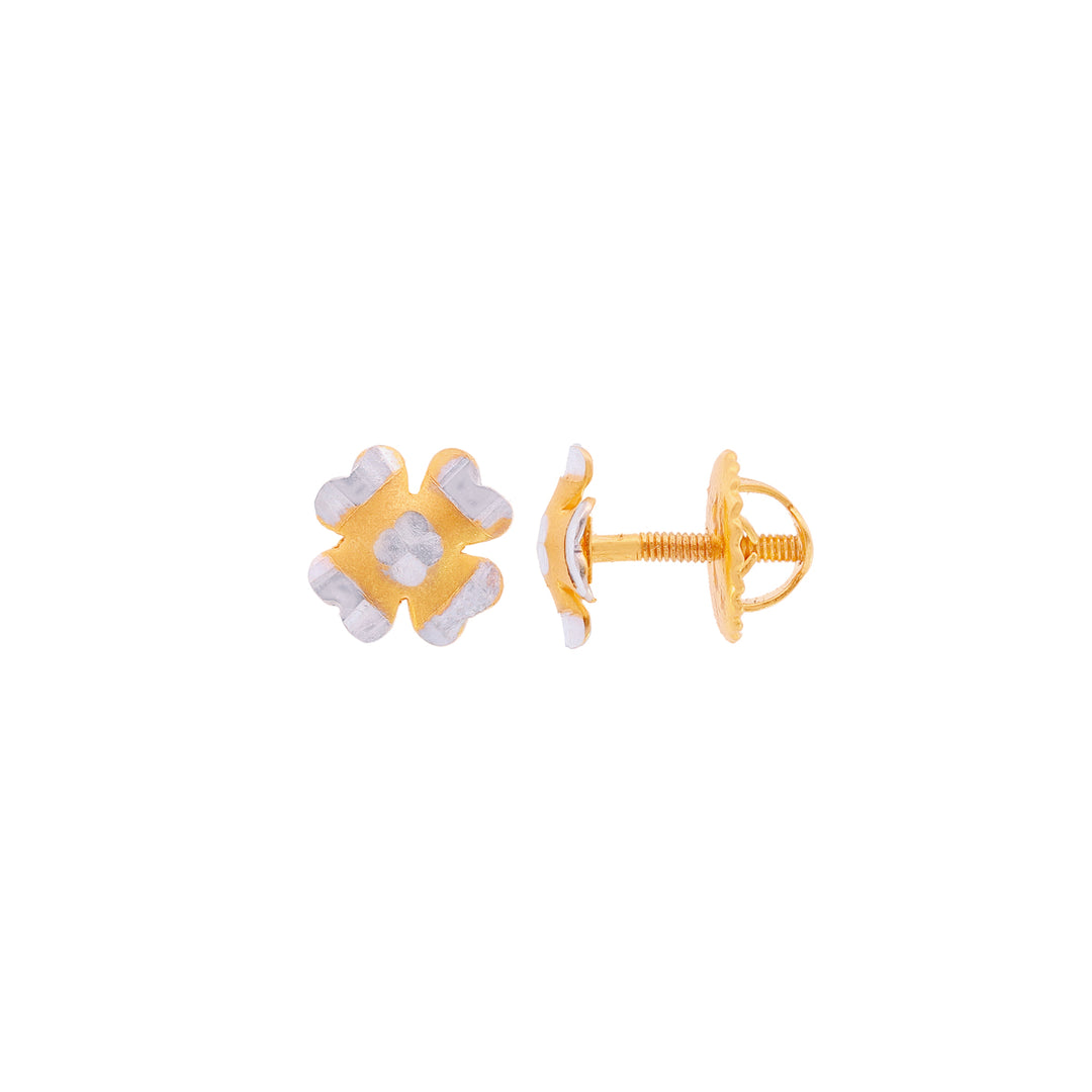 Floral Two tone Earrings in 22K Gold