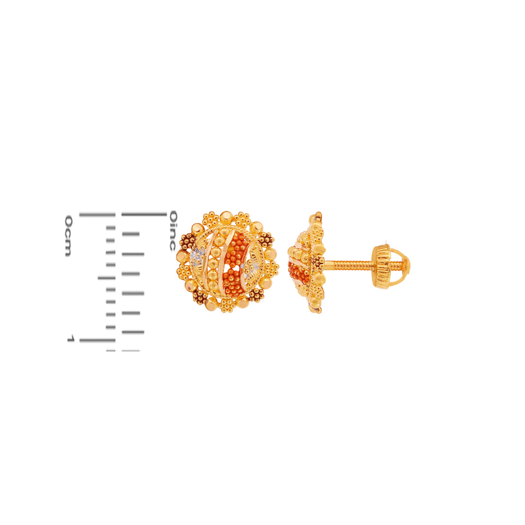 Charming Three tone Earrings in 22K Gold