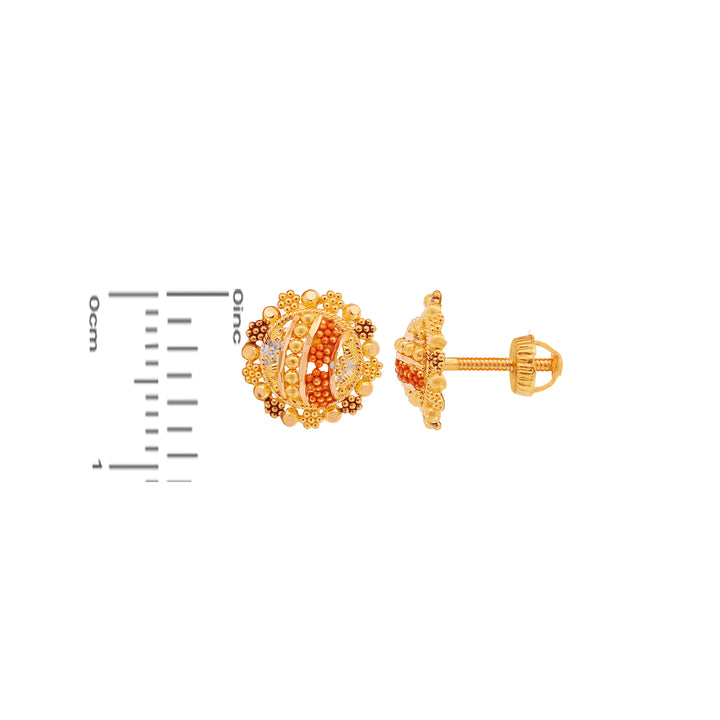 Charming Three tone Earrings in 22K Gold