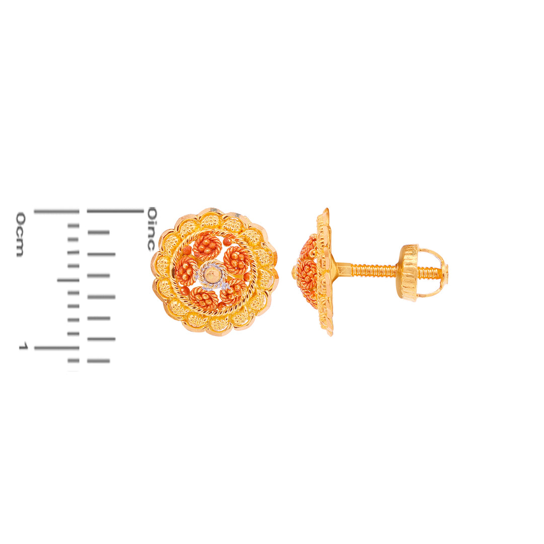 Glamorous Three tone Earrings in 22K Gold