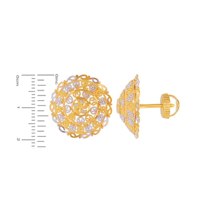 Mesmerizing Two tone Earrings in 22K Gold