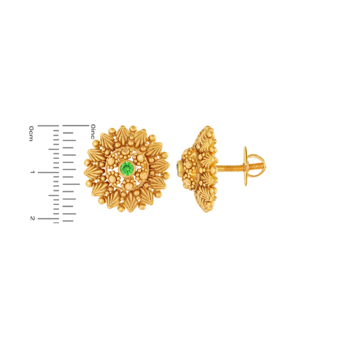 Delightful Antique Earrings With Emerald in 22K Gold