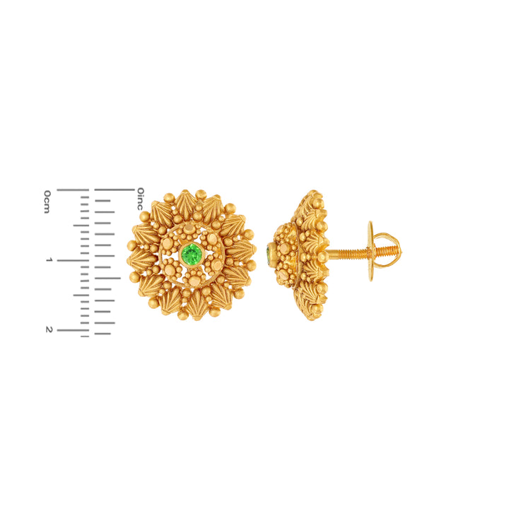 Delightful Antique Earrings With Emerald in 22K Gold