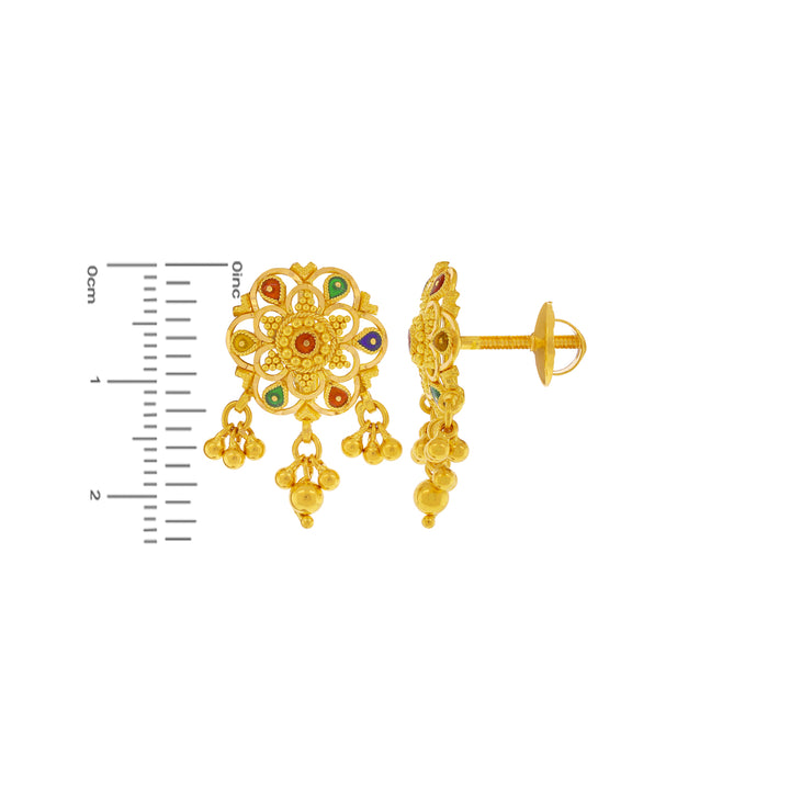 Elegant Minakari Earrings in 22K Gold