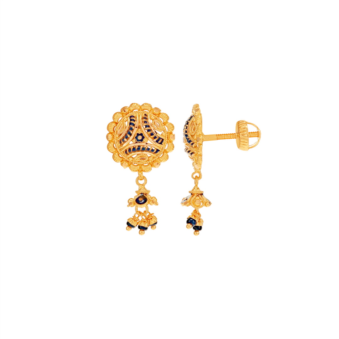 Alluring Minakari Earrings in 22K Gold
