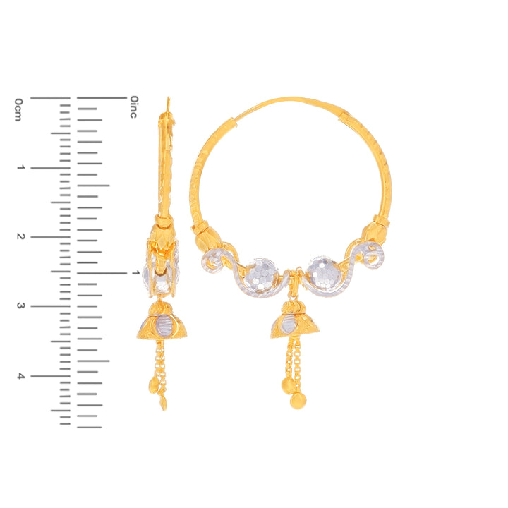 Glamorous Two tone Bali/Hoops in 22K Gold