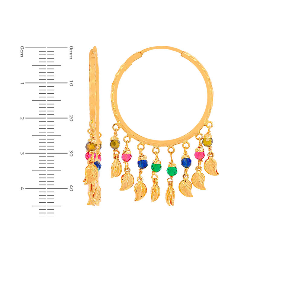 Lovely Bali/Hoops With Gemstones in 22K Gold