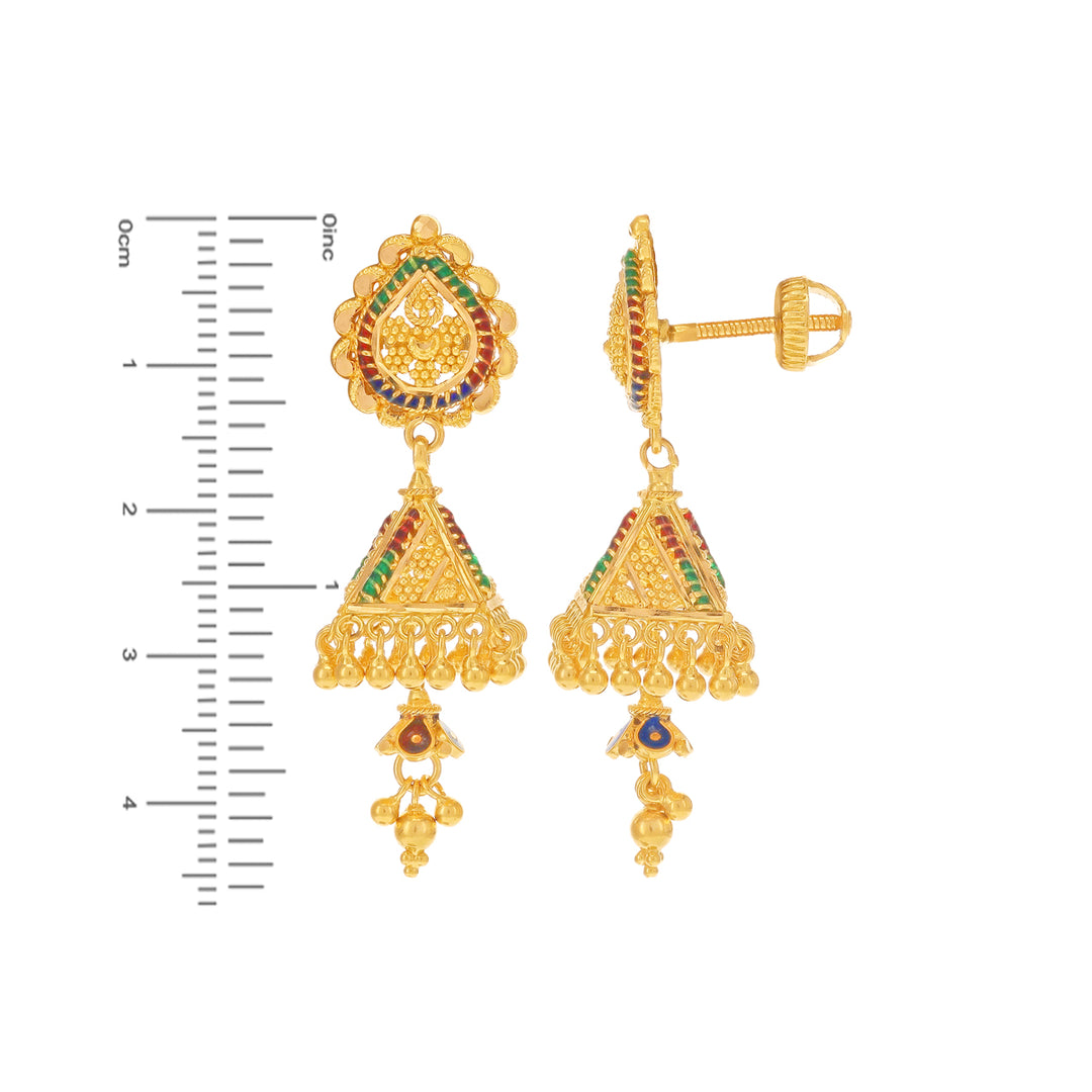 Opulent Minakari Jhumkha in 22K Gold
