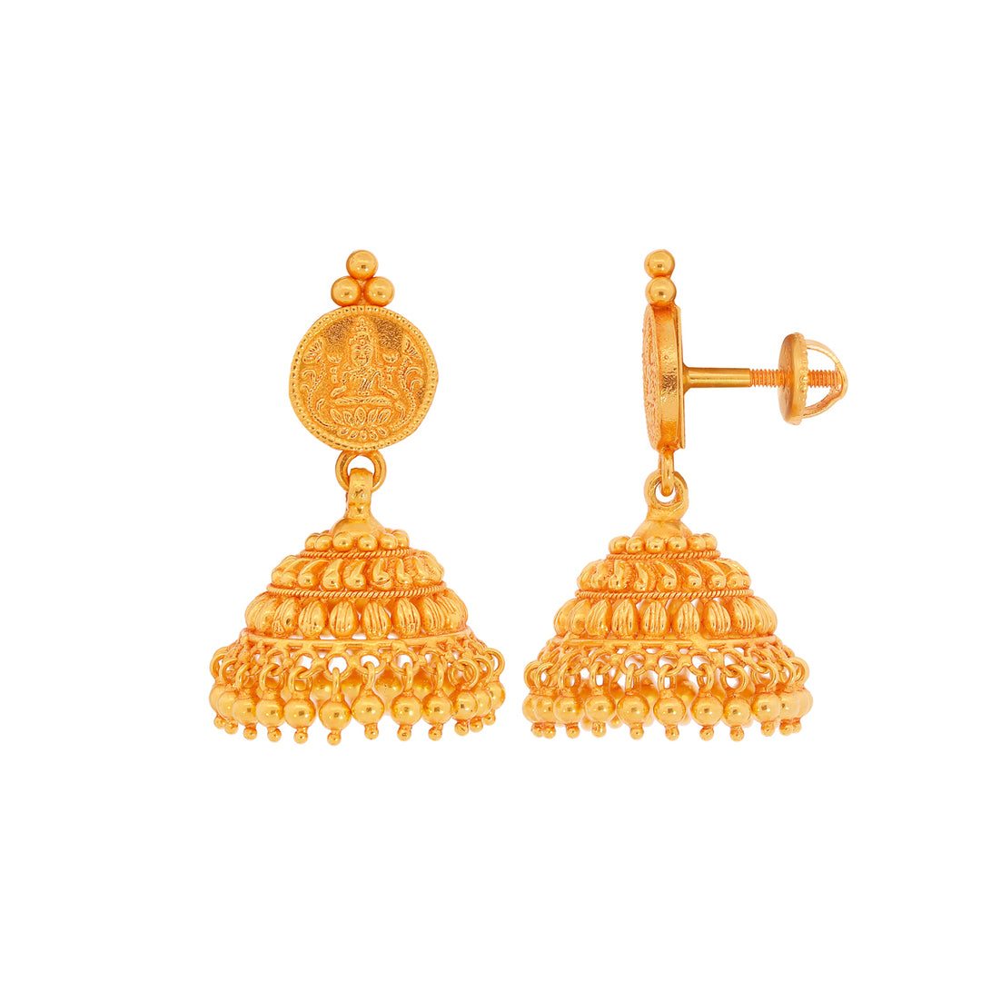 Alluring Laxmi Antique Jhumkha in 22K Gold