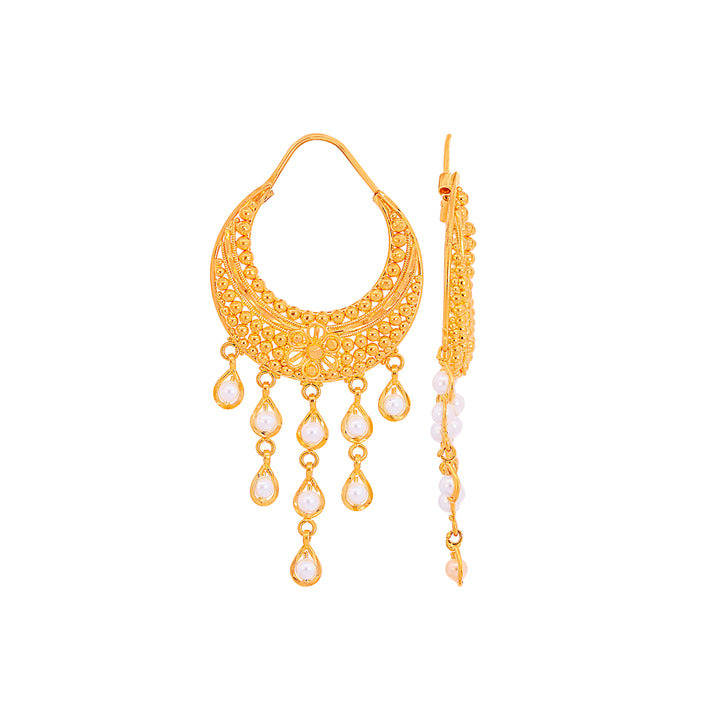 Intricate Bali/Hoops With Gemstones in 22K Gold