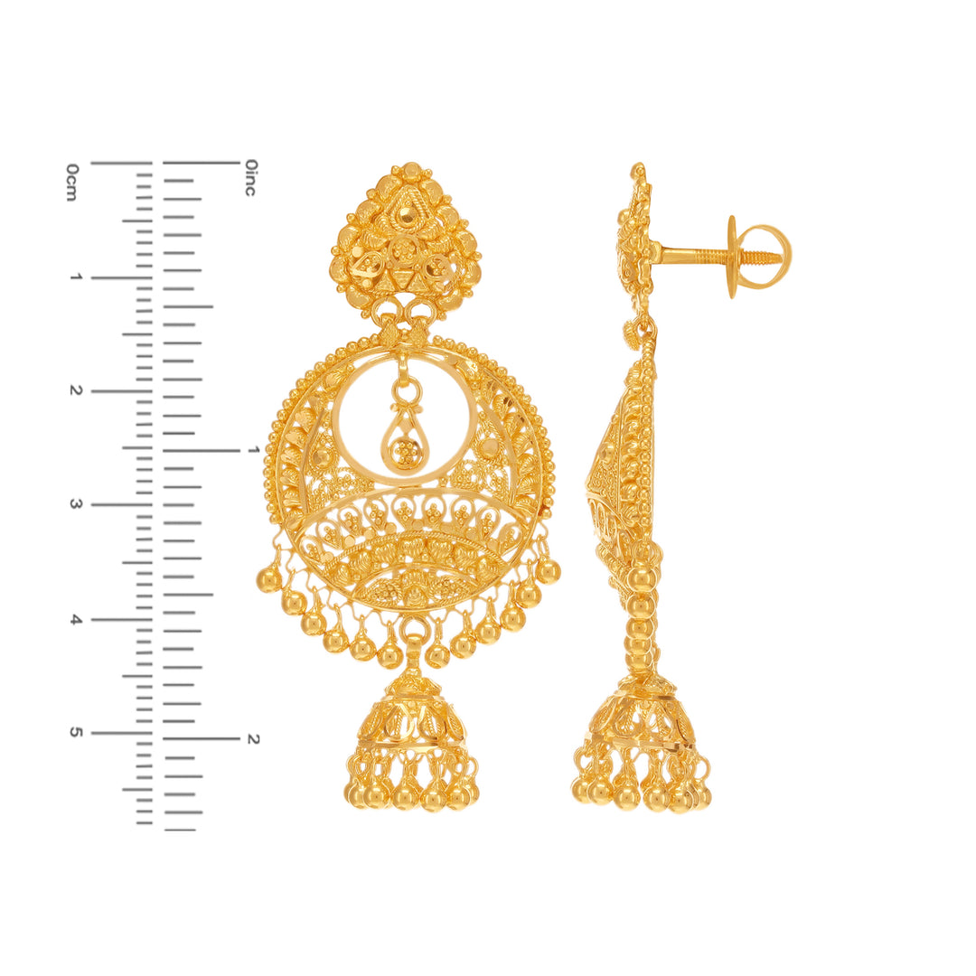 Delightful Yellow Gold Chandbali in 22K Gold