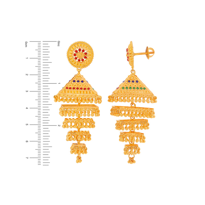 Intricate Minakari Jhumkha in 22K Gold