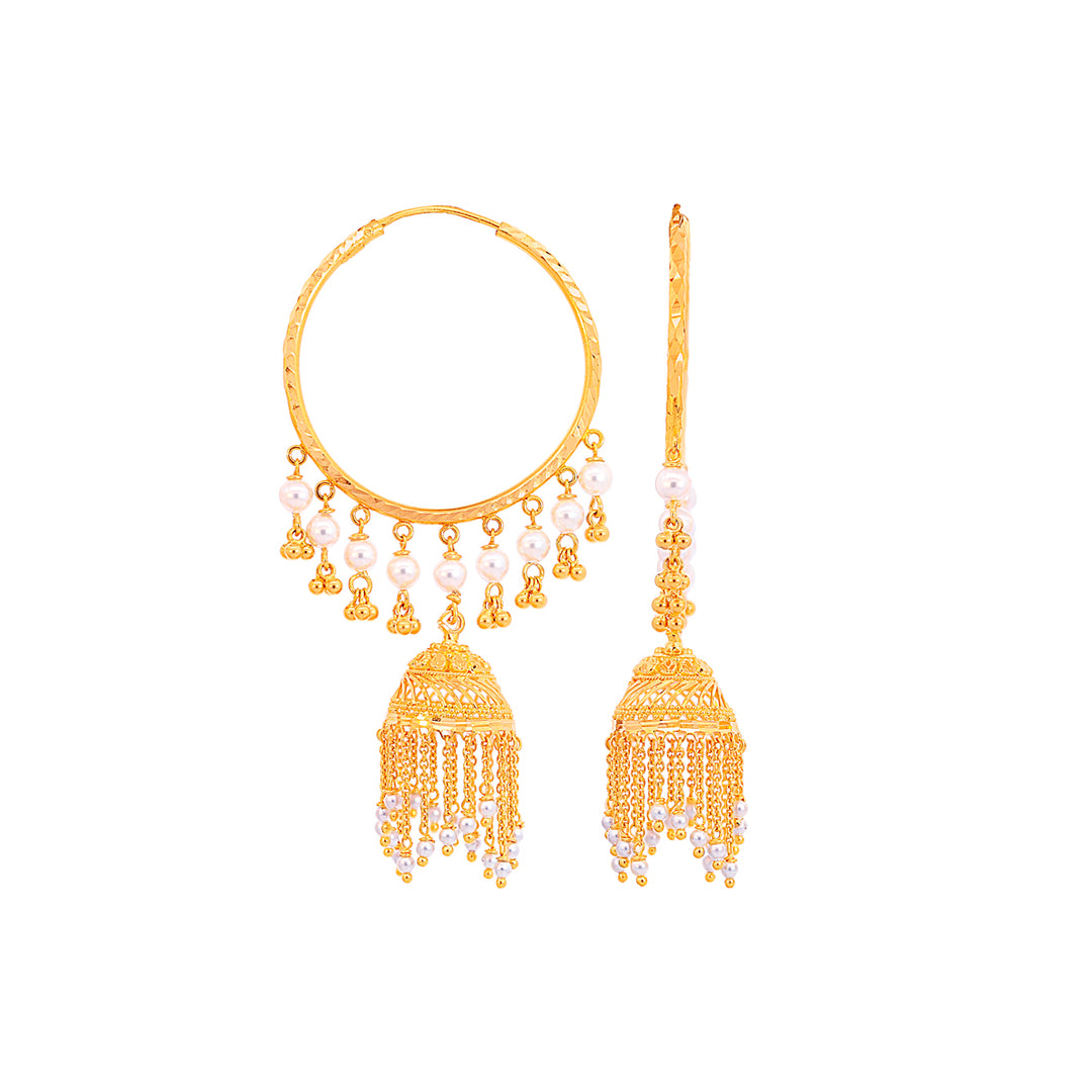 Captivating Bali/Hoops With Gemstones in 22K Gold