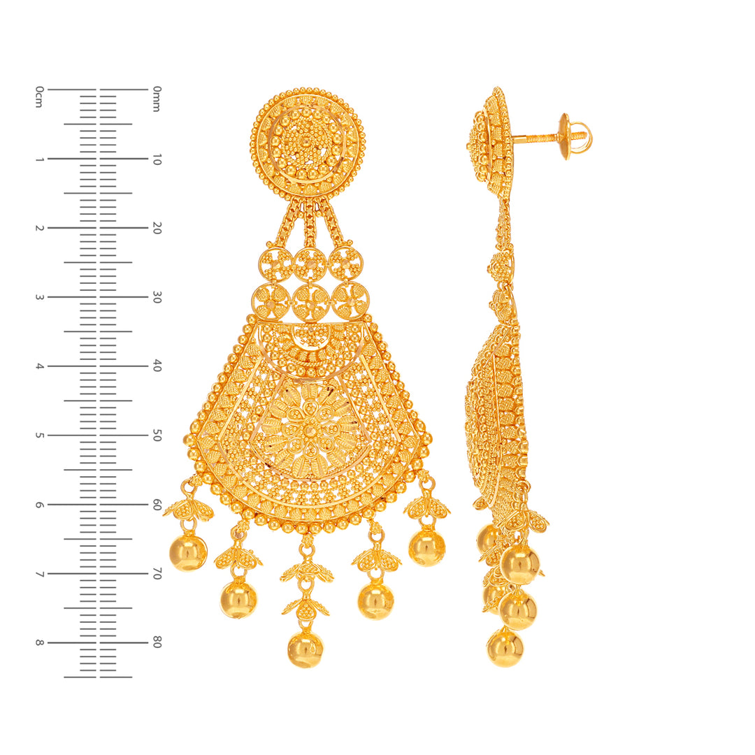 Brilliant Long Earrings in 22K Gold