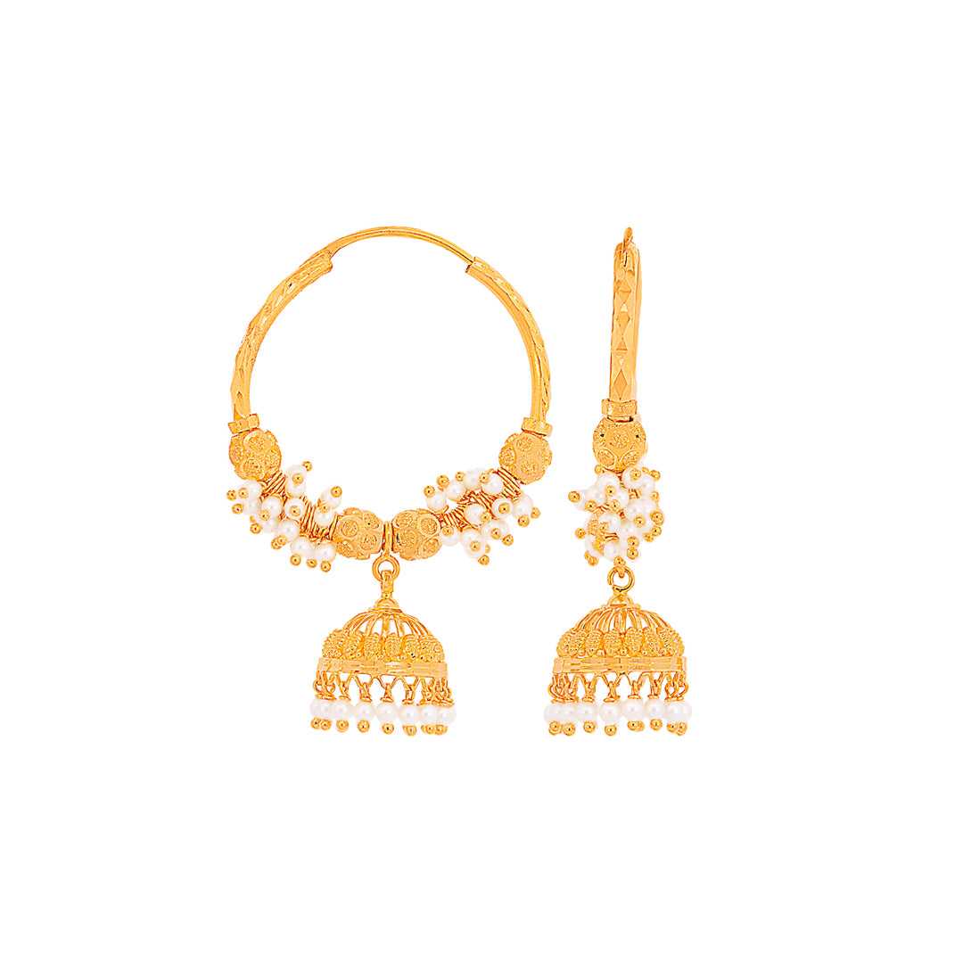 Brilliant Bali/Hoops With Pearl in 22K Gold