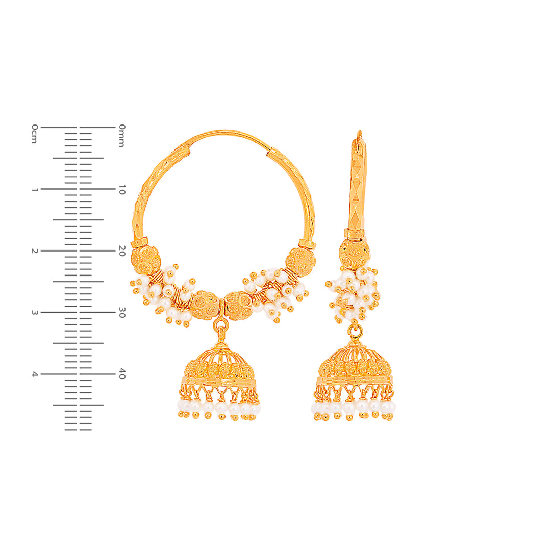 Brilliant Bali/Hoops With Pearl in 22K Gold