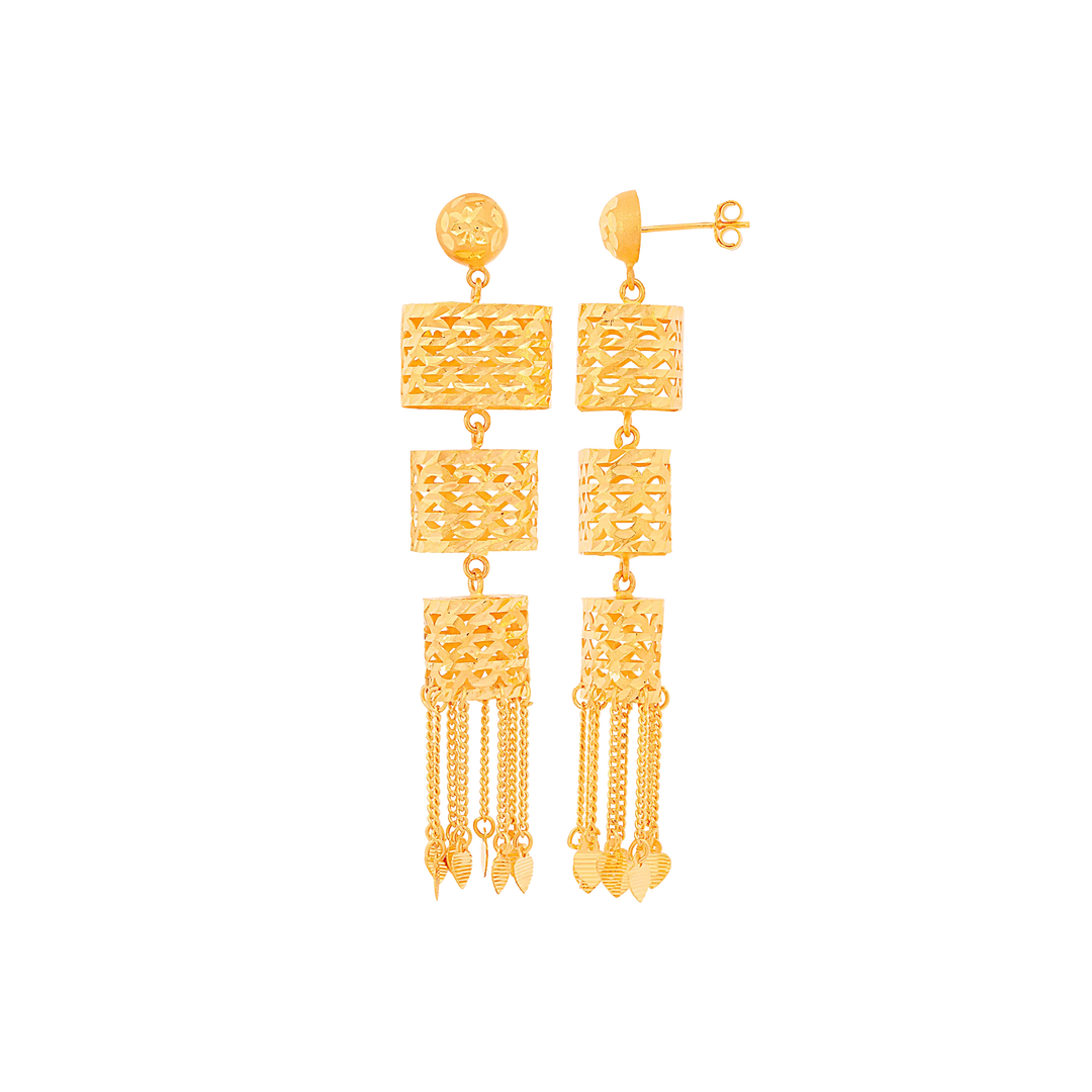 Charming Long Earrings in 21K Gold