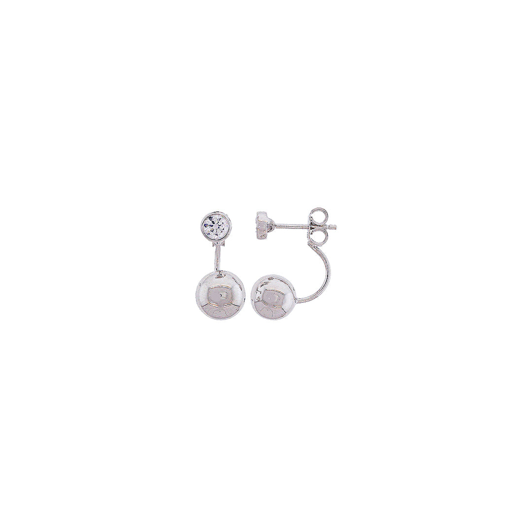 Italian Jacket Earrings with CZ in 18K White Gold