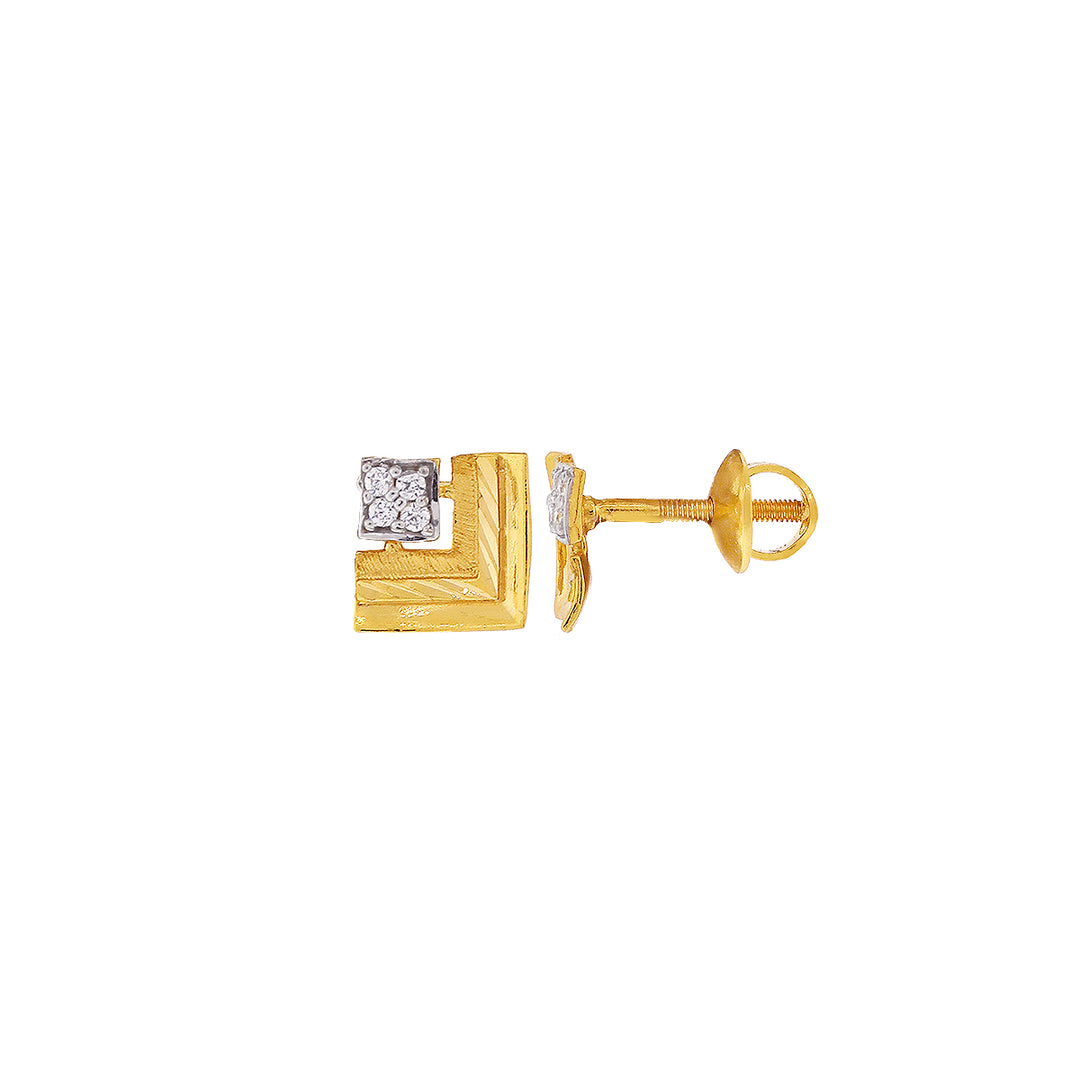 Mesmerizing Two-tone Earrings with CZ in 22K Gold