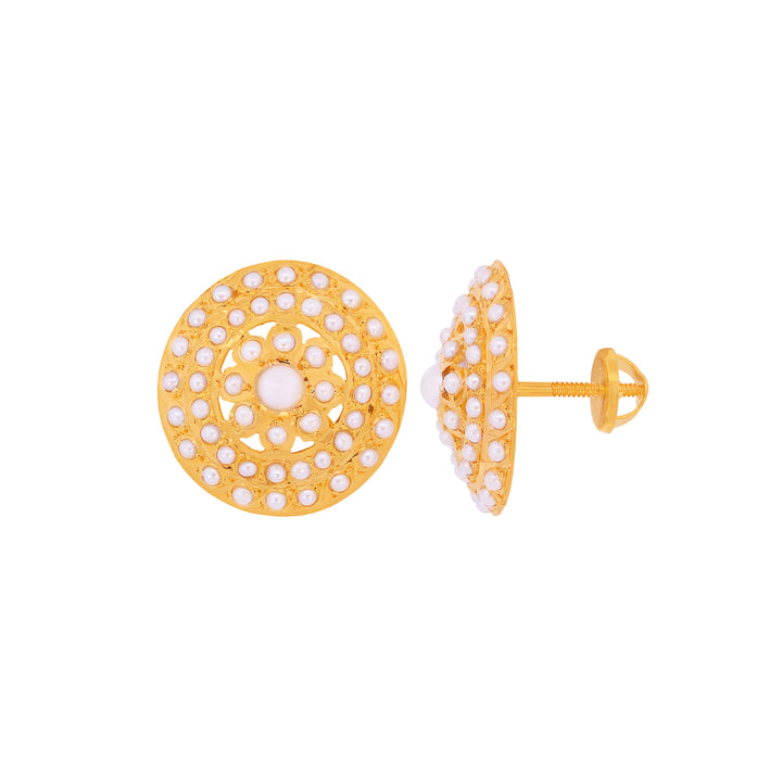 Mesmerizing Earrings With Pearl in 22K Gold