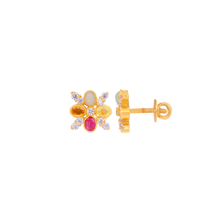 Alluring Earrings With Gemstones in 22K Gold