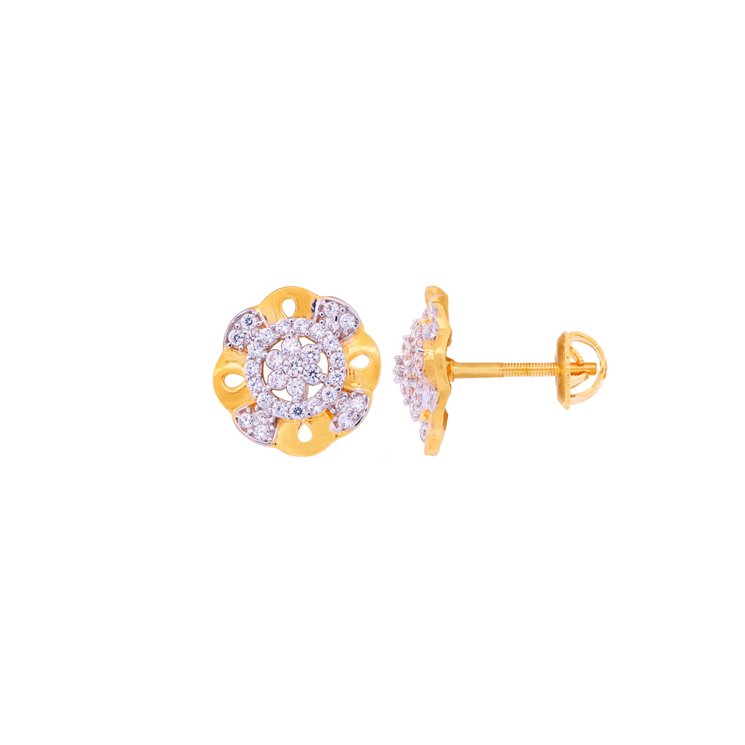 Artistic Earrings With CZ in 22K Gold