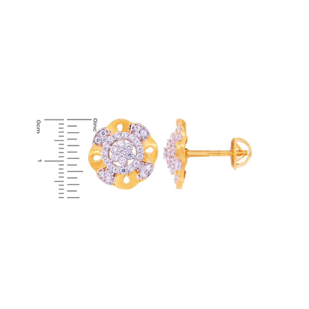 Artistic Earrings With CZ in 22K Gold