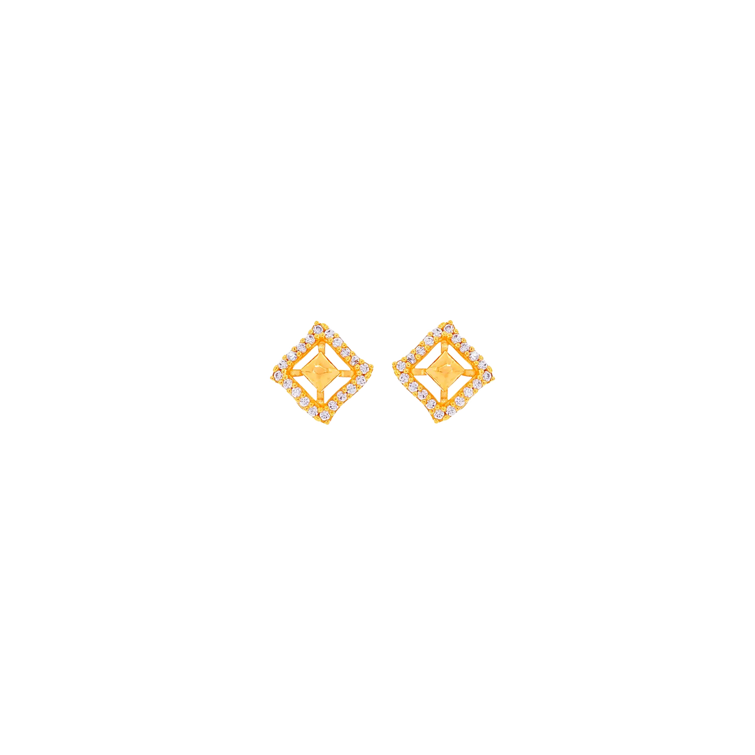 Attractive Earrings With CZ in 22K Gold