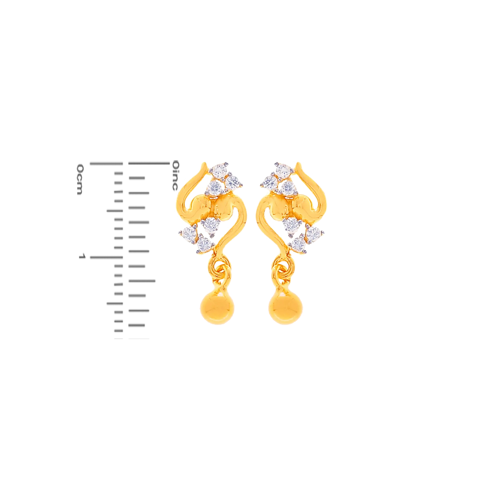 Delightful Earrings With CZ in 22K Gold