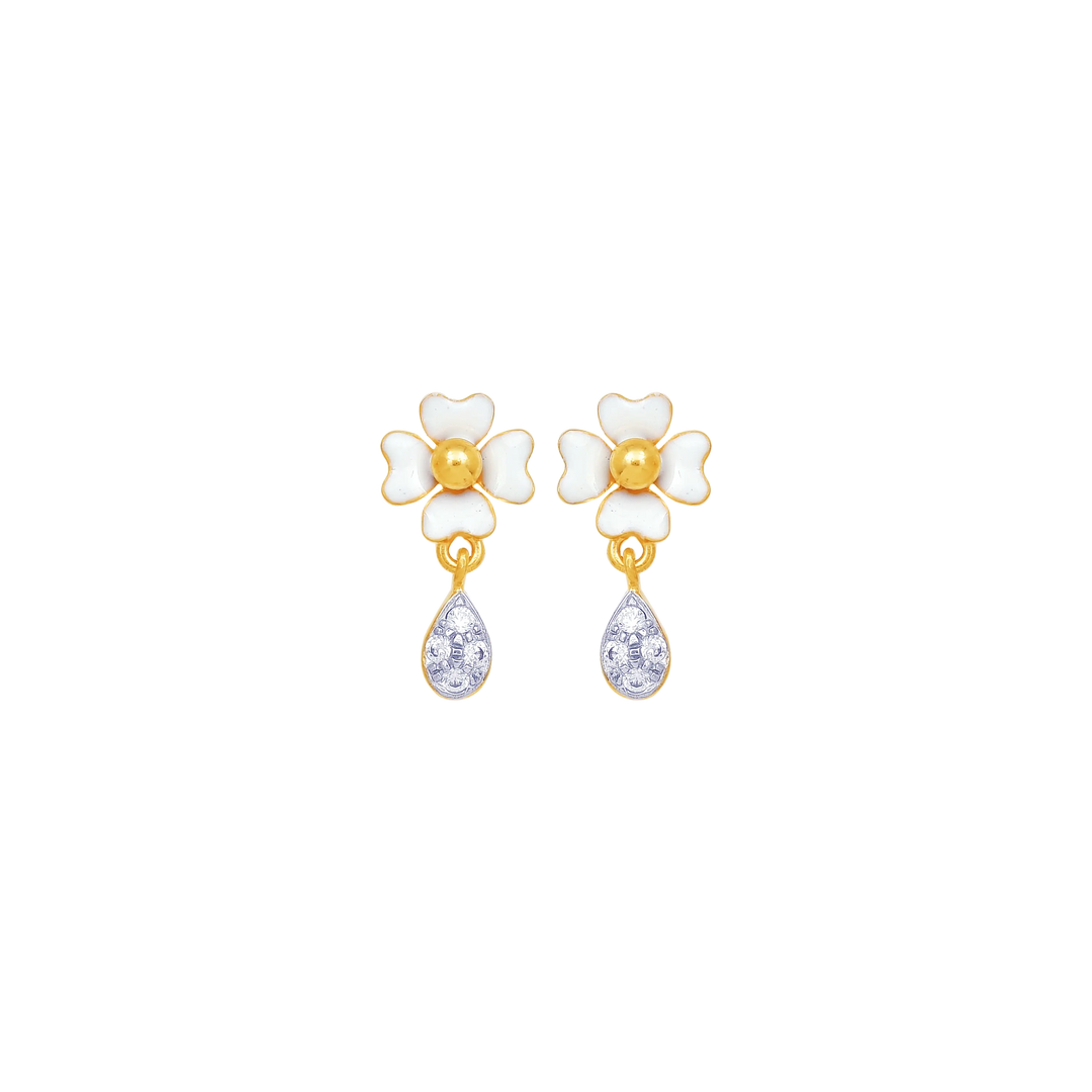 Gorgeous Minakari Earrings With CZ in 22K Gold
