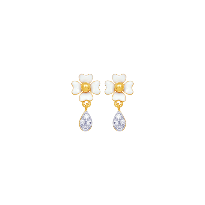 Gorgeous Minakari Earrings With CZ in 22K Gold