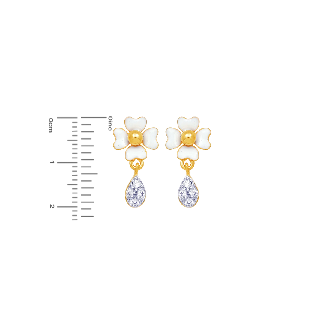 Gorgeous Minakari Earrings With CZ in 22K Gold