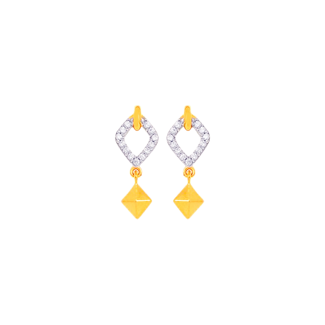 Intriguing Earrings With CZ in 22K Gold