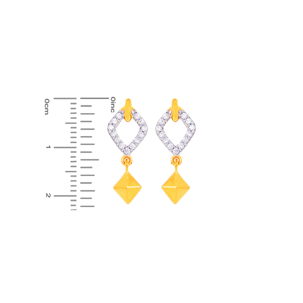 Intriguing Earrings With CZ in 22K Gold
