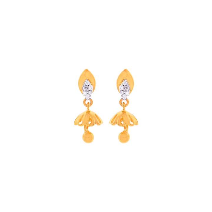 Precious Earrings With CZ in 22K Gold