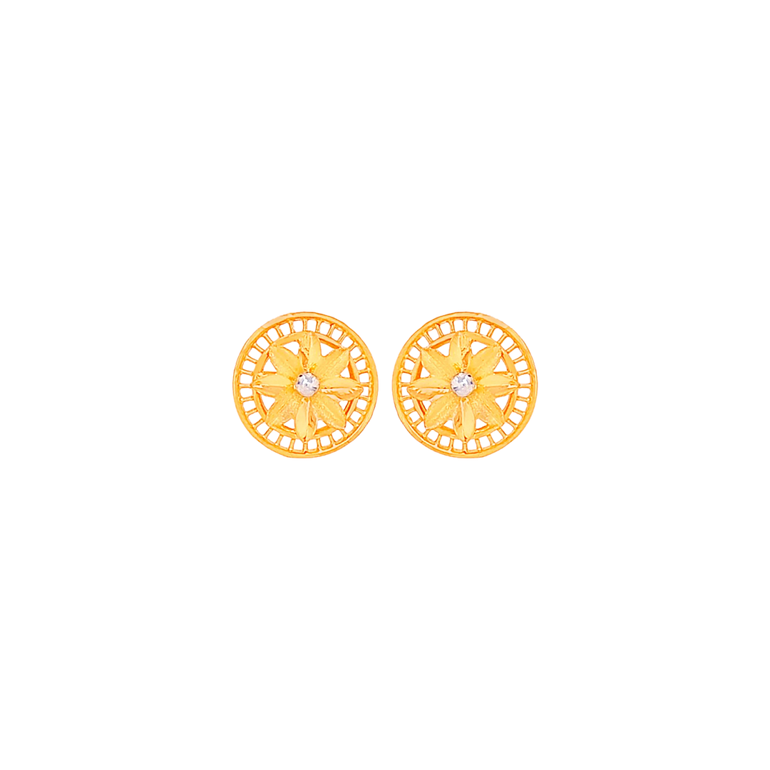 Brilliant Earrings With CZ in 22K Gold