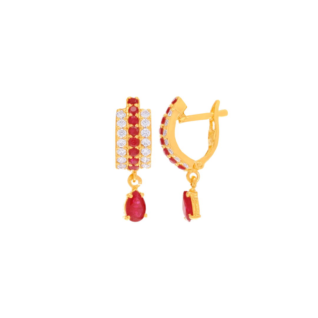 Fascinating Clipon Earrings With Gemstones in 22K Gold