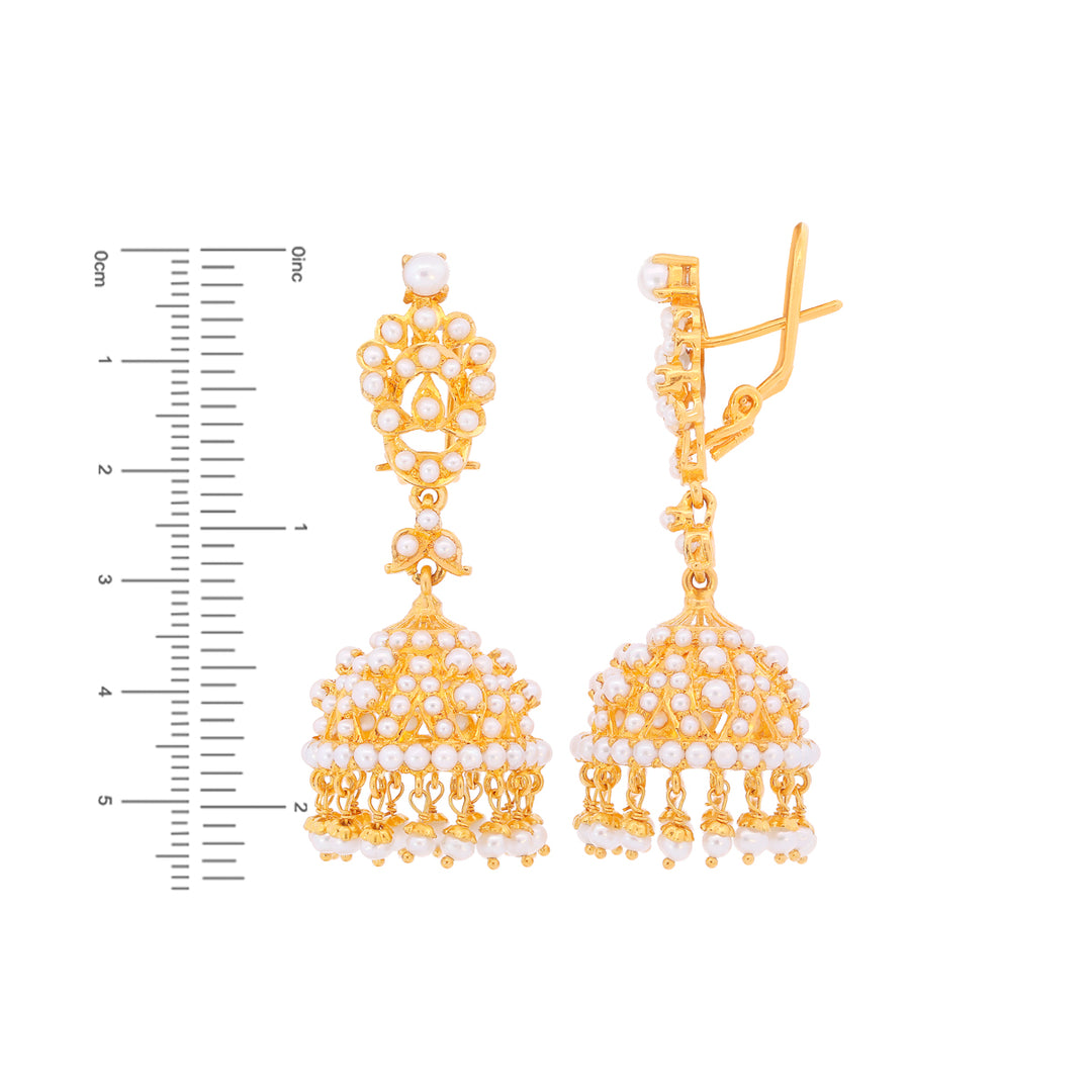 Lovely Jhumkha With Pearl in 22K Gold