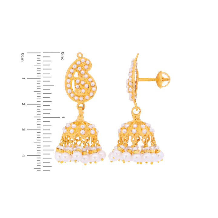 Alluring Jhumkha With Pearl in 22K Gold