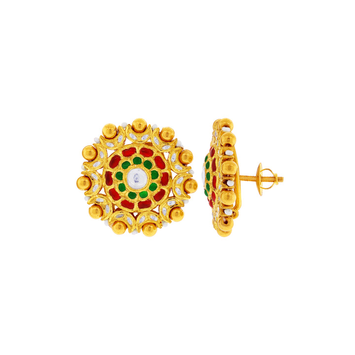 Magnificent Antique Earrings with Kundan Gemstones in 22K Gold