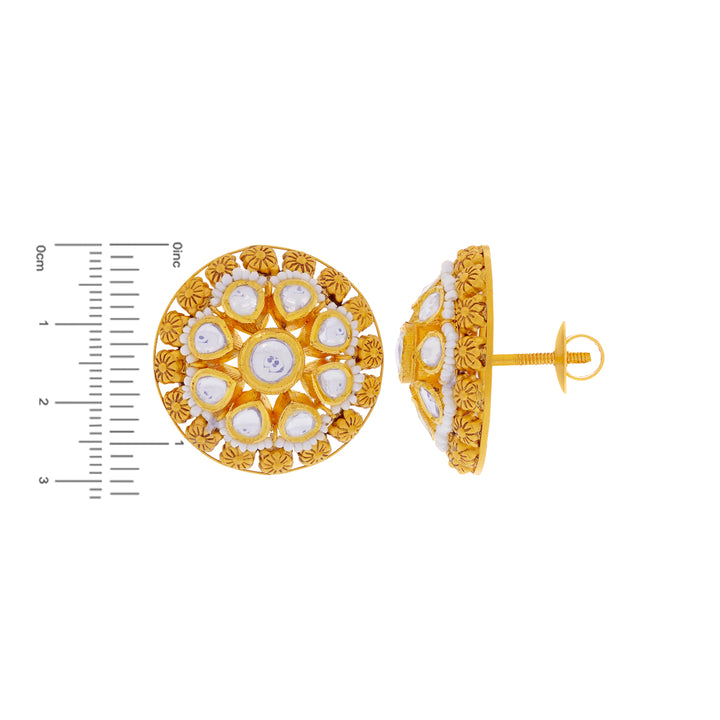 Magnificent Antique Earrings with Kundan and Pearls in 22K Gold